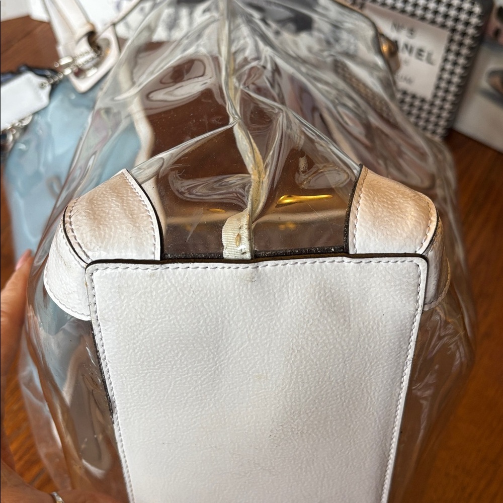 Coach Clear PVC Beach Tote with Blue Canvas Pouch RARE CHARM!!! VINTAGE - Picture 8 of 13